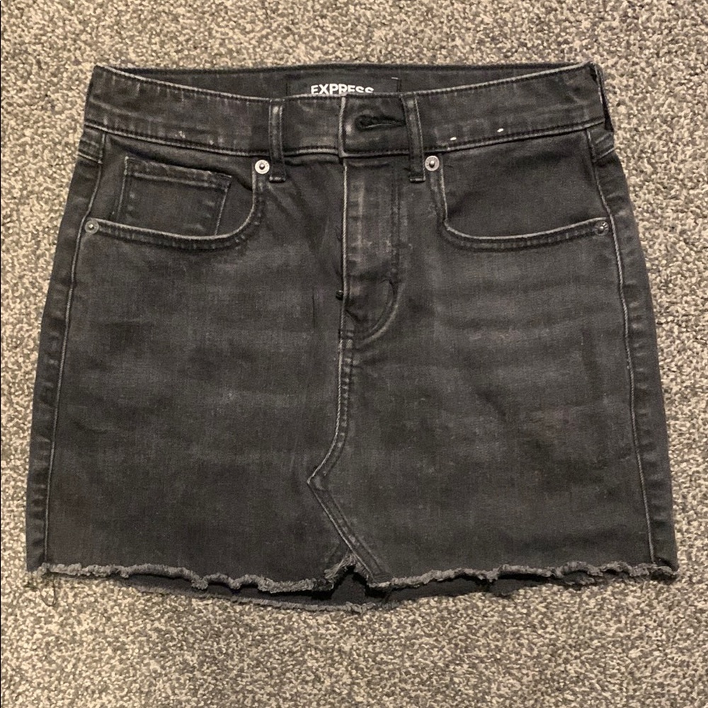 Express Black Denim Mini Skirt